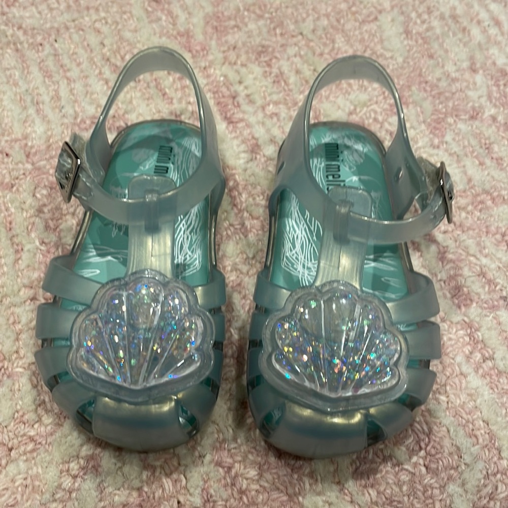 Mini Melissa Clear and Blue Baby Walker Shoes